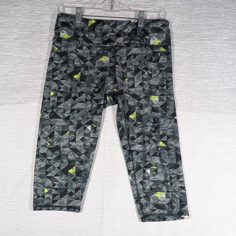 RBX Yoga Pants Womens Large Black Geometric Abstract Pattern Short Capris
